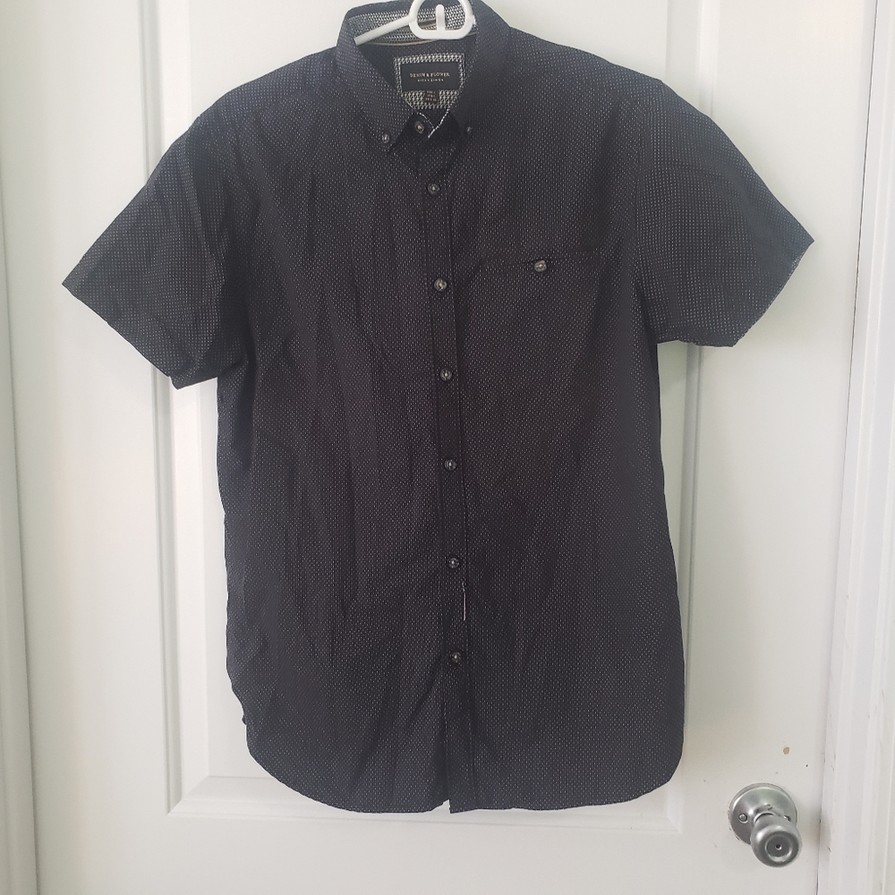 Denim & Flower b&w polka dot short slv sz S 3/$20